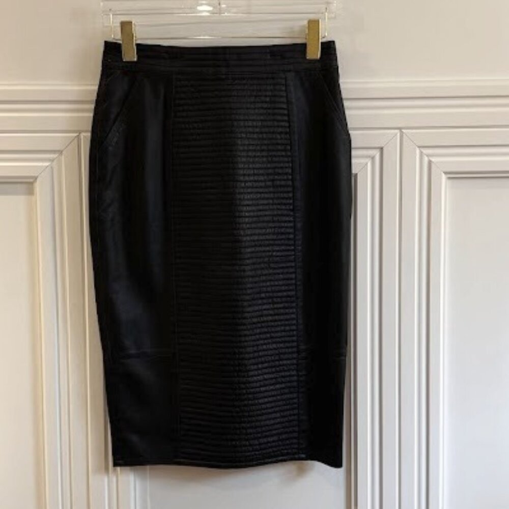 Stunning Black leather Pencil Skirt Size 12